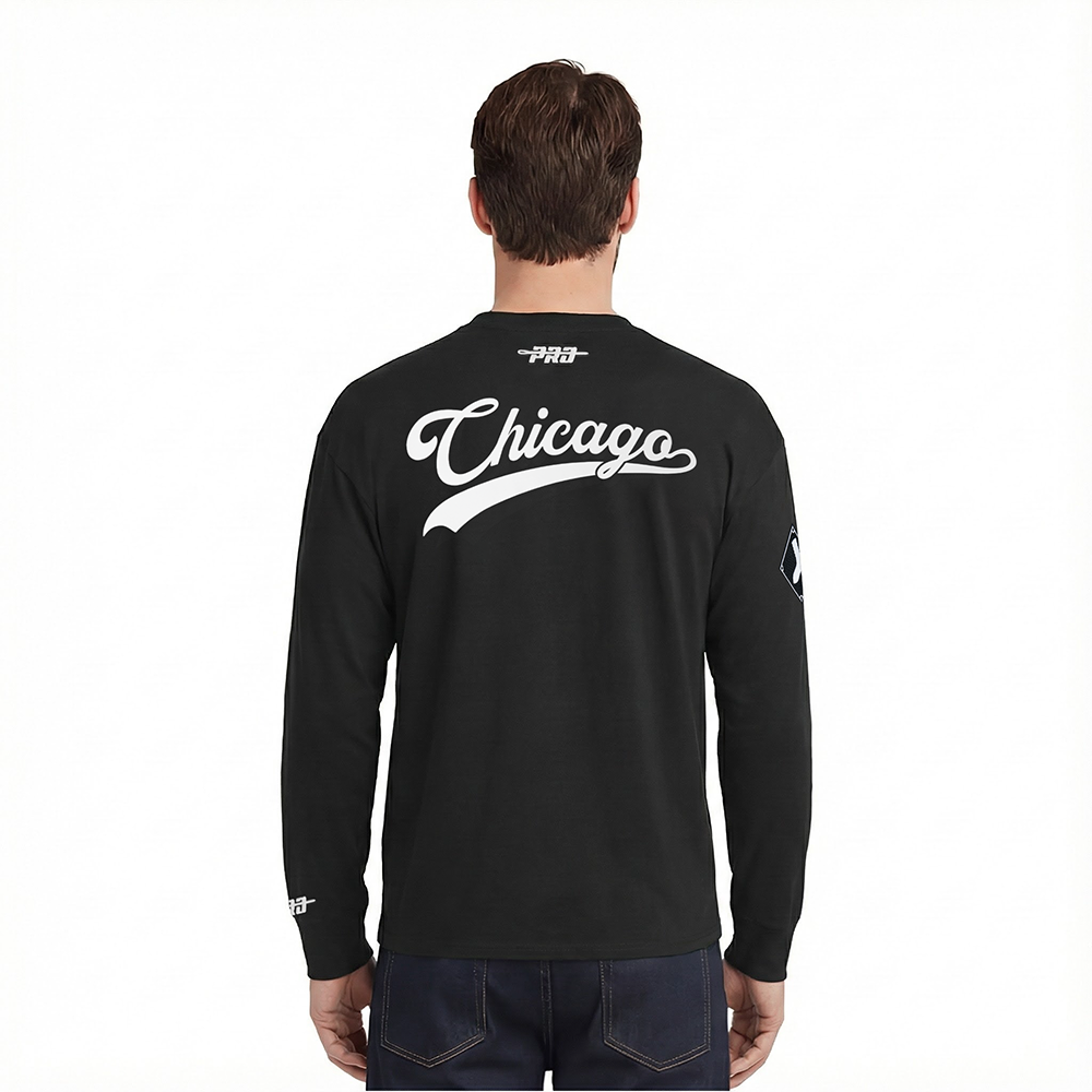 MLB CHICAGO WHITE SOX LIVING LARGE MEN'S DROP SHOULDER LS TEE (BLACK)
