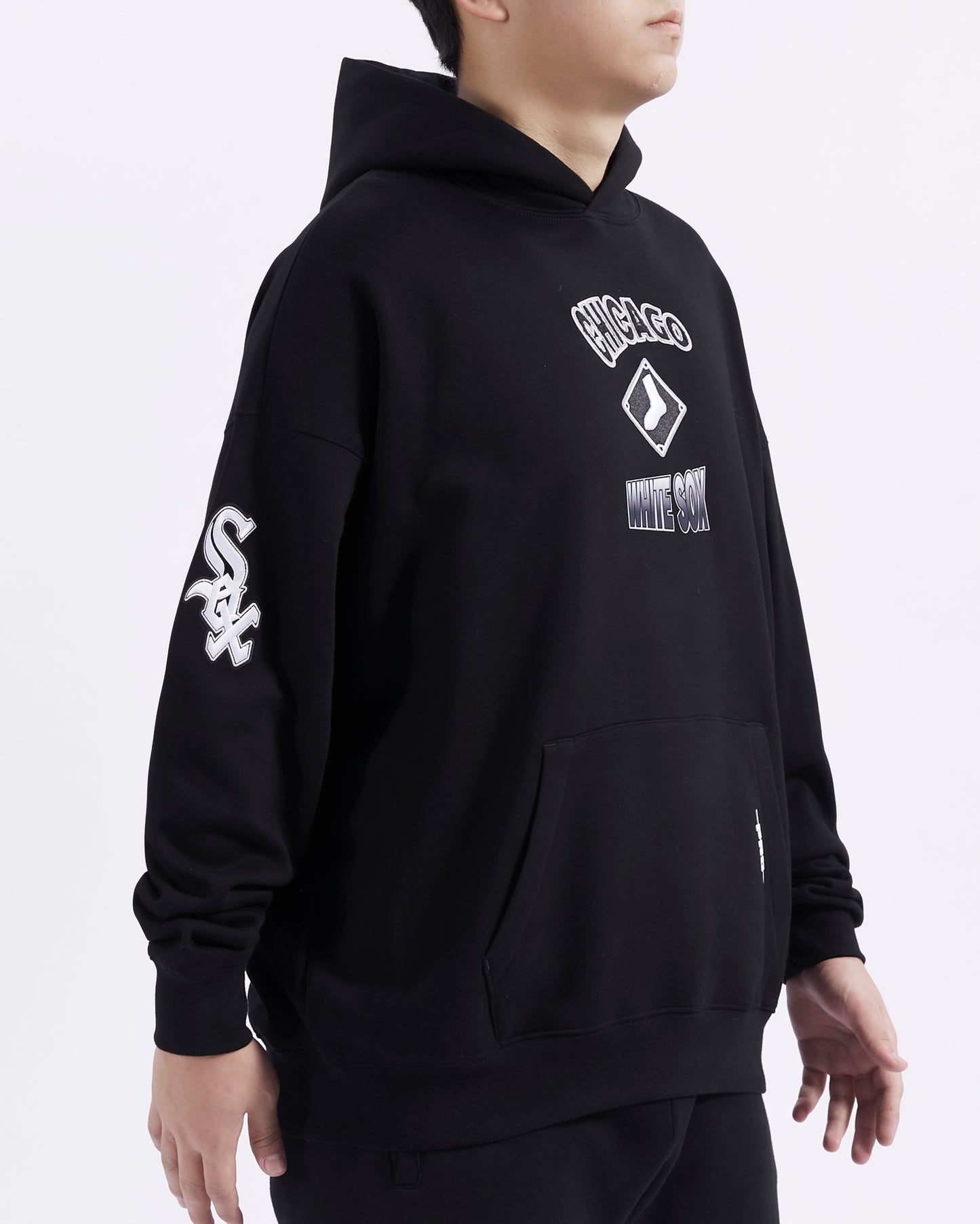 MLB CHICAGO WHITE SOX TURN IT UP MEN'S DROP SHOULDER FLC PO HOODIE (BLACK)