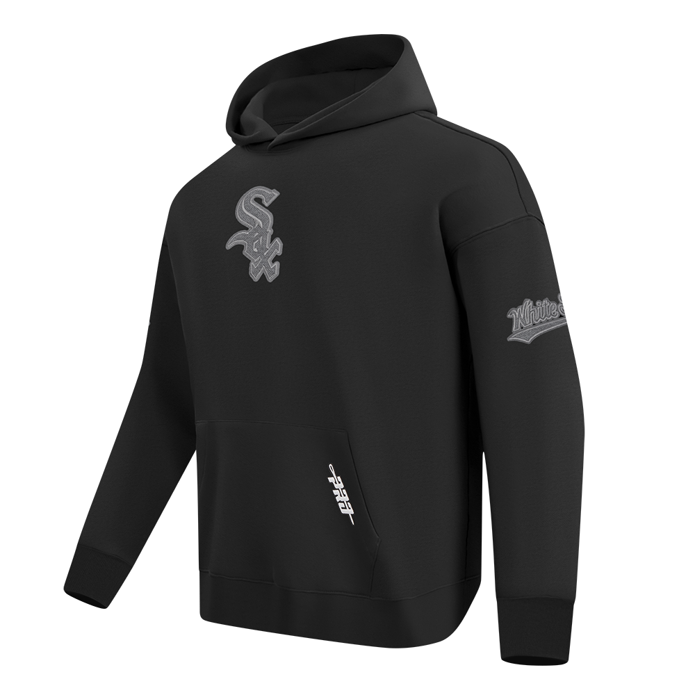 MLB CHICAGO WHITE SOX REVERSE FRENCH TERRY MEN'S DROP SHOULDER FLC PO HOODIE (BLACK)