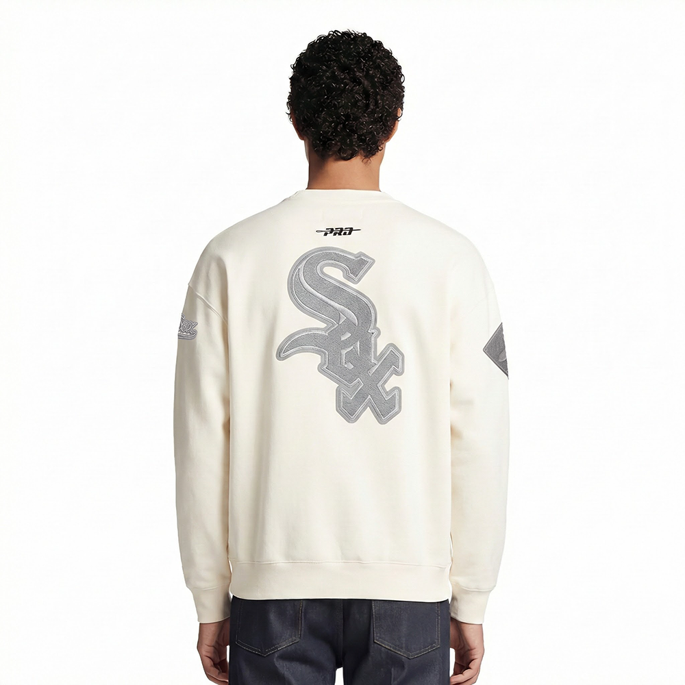 MLB CHICAGO WHITE SOX REVERSE FRENCH TERRY MEN'S DROP SHOULDER FLC C (EGGSHELL)