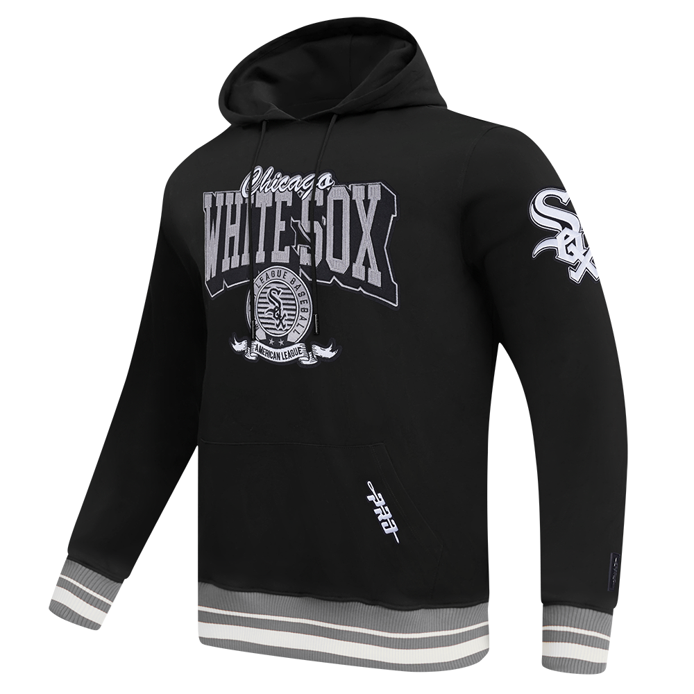 MLB CHICAGO WHITE SOX TEAM BADGE MEN'S RIB FLC PO HOODIE (BLACK/GRAY)