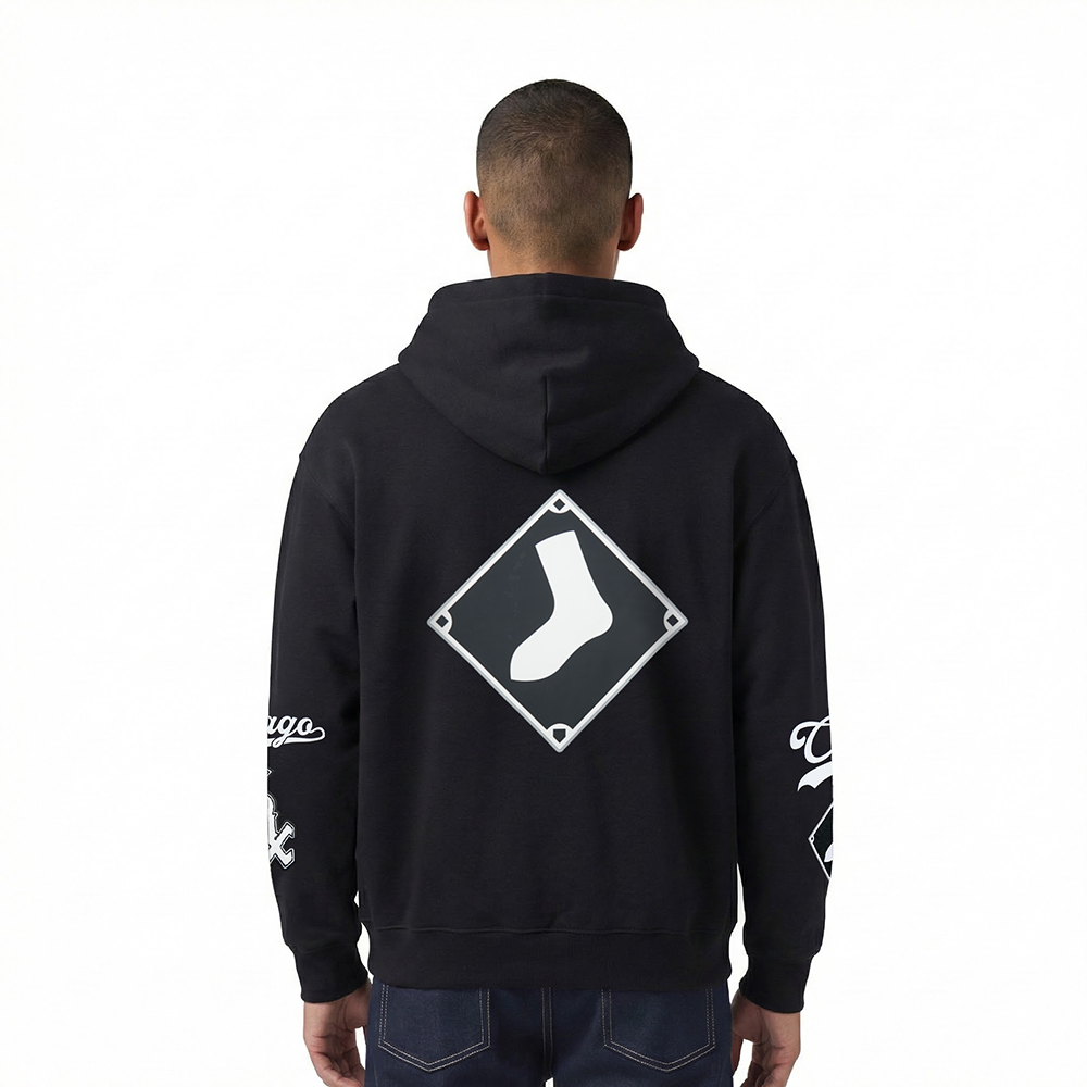 MLB CHICAGO WHITE SOX LIVING LARGE MEN'S DROP SHOULDER FLC PO HOODIE (BLACK)