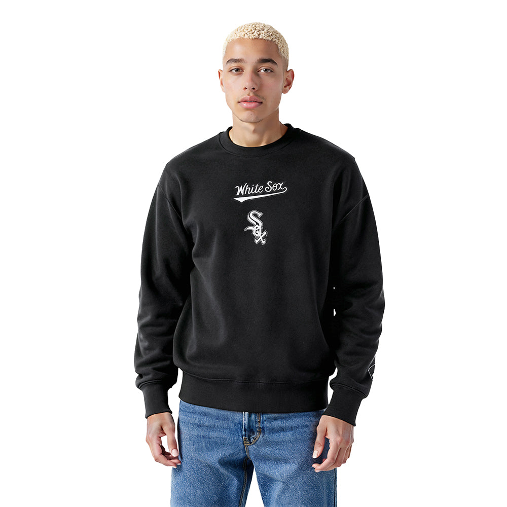 MLB CHICAGO WHITE SOX WINGSPAN MEN'S DROP SHOULDER FLC CREWNECK (BLACK)