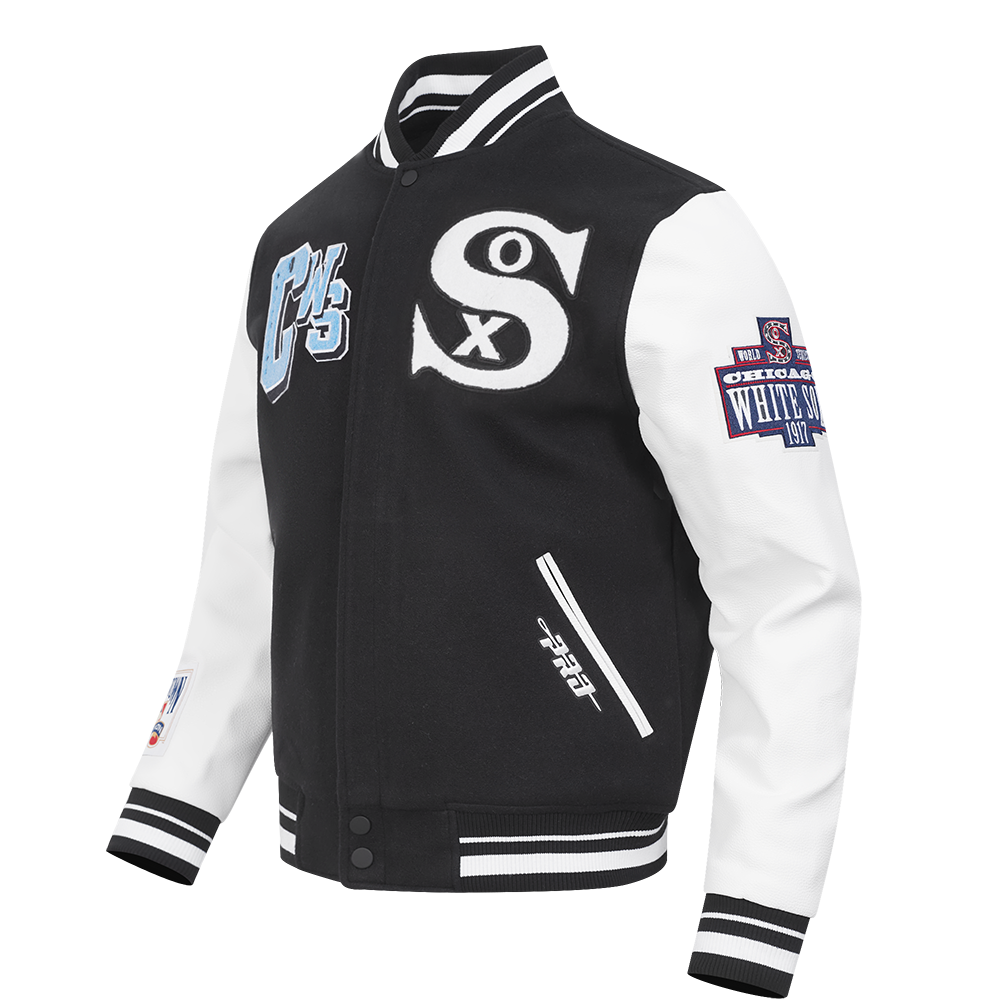 MLB CHICAGO WHITE SOX BEST OF MEN'S RIB WOOL VARSITY JACKET (BLACK/WHITE)