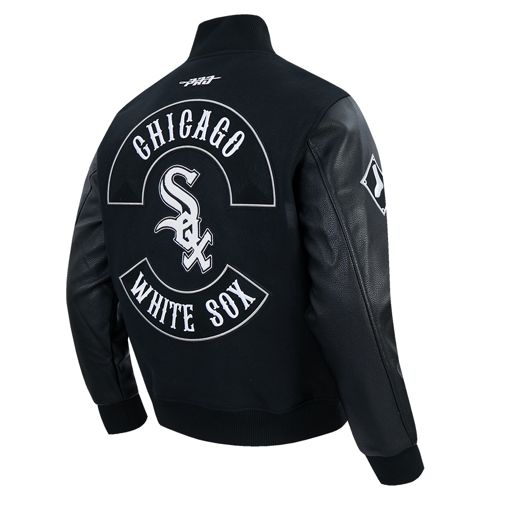 MLB CHICAGO WHITE SOX BORN FOR SPORT MEN'S WOOL VARSITY JACKET (JET BLACK)