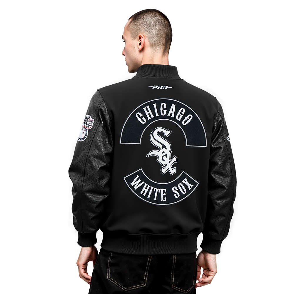 MLB CHICAGO WHITE SOX BORN FOR SPORT MEN'S WOOL VARSITY JACKET (JET BLACK)