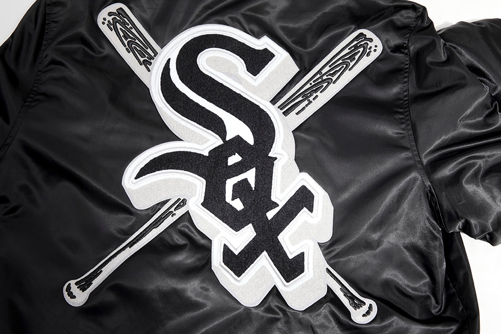 MLB CHICAGO WHITE SOX MASHUP MEN'S RIB SATIN JACKET (BLACK/GRAY)