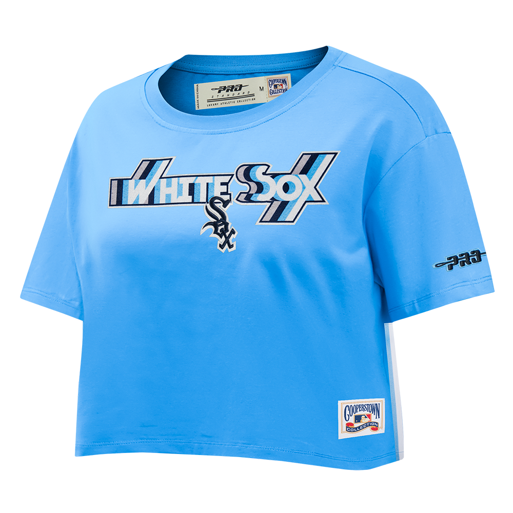 MLB CHICAGO WHITE SOX RETRO ELEVATION WOMEN'S SINGLE JERSEY BOXY TOP (UNIVERSITY BLUE)
