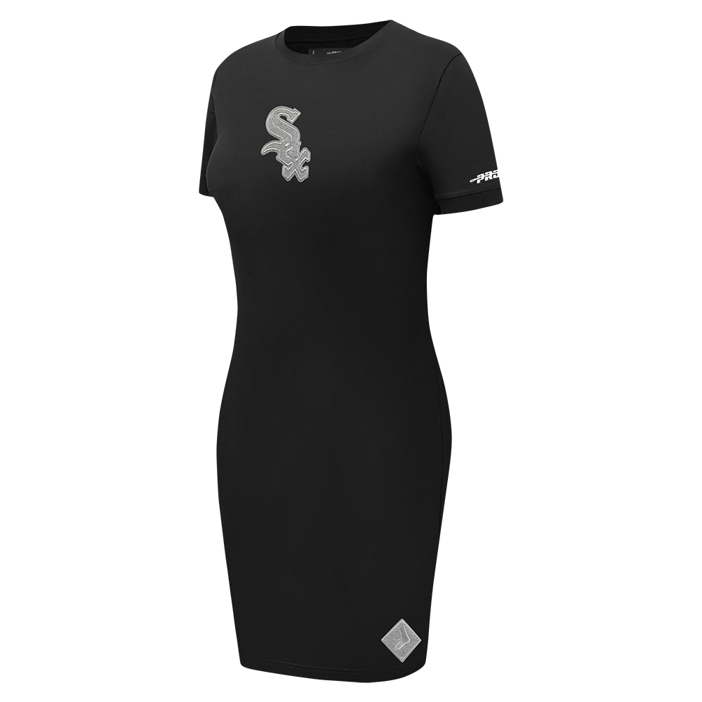 MLB CHICAGO WHITE SOX REVERSE FRENCH TERRY WOMEN'S BODYCON DRESS (BLACK)