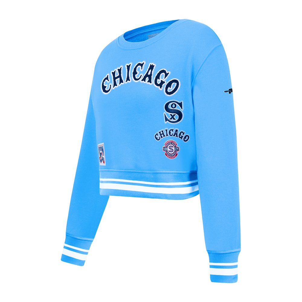 MLB CHICAGO WHITE SOX RETRO CLASSIC BIG GIRLS RIB FLEECE CREWNECK (UNIVERSITY BLUE)