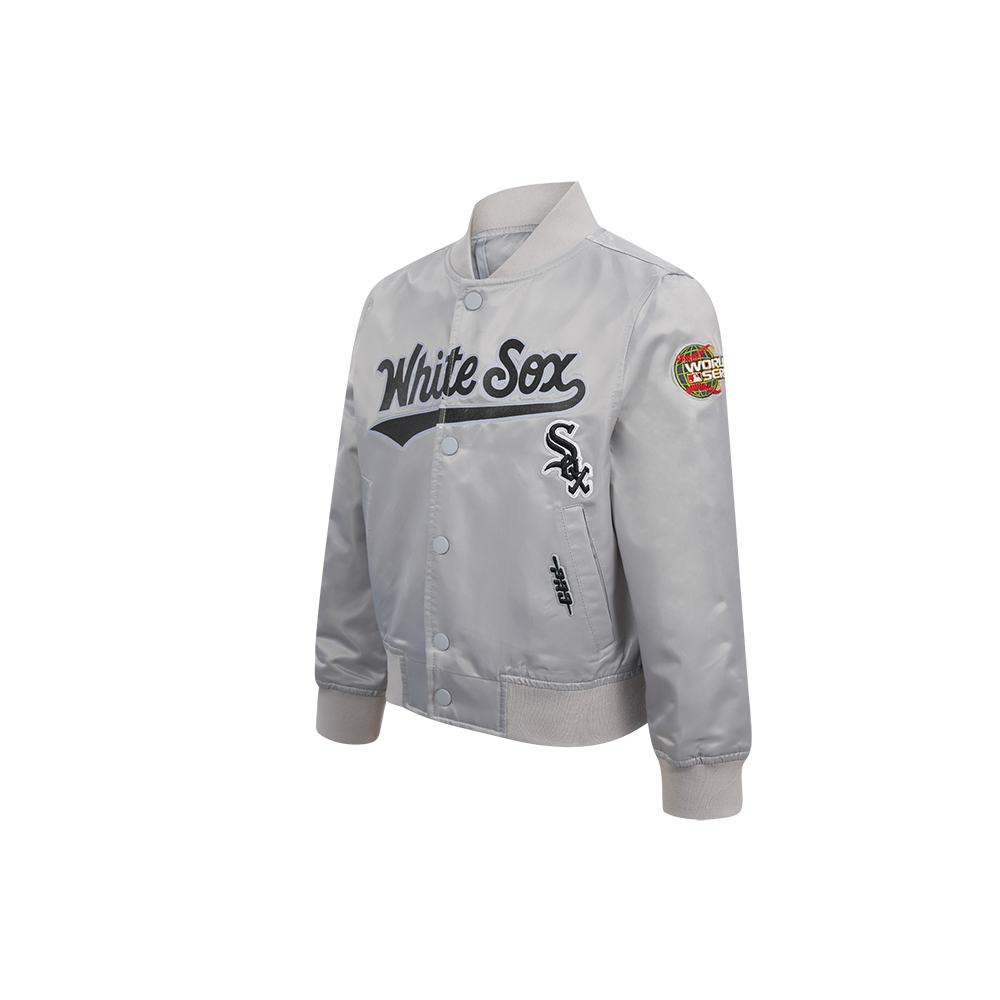 MLB CHICAGO WHITE SOX CLASSIC LITTLE BOYS SATIN JACKET (SILVER)