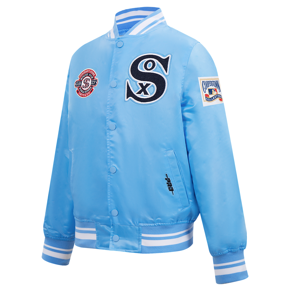 MLB CHICAGO WHITE SOX RETRO CLASSIC LITTLE BOYS RIB SATIN JACKET (UNIVERSITY BLUE)