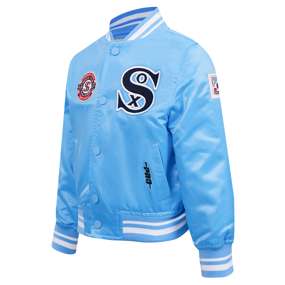 MLB CHICAGO WHITE SOX RETRO CLASSIC TODDLER BOYS RIB SATIN JACKET (UNIVERSITY BLUE)