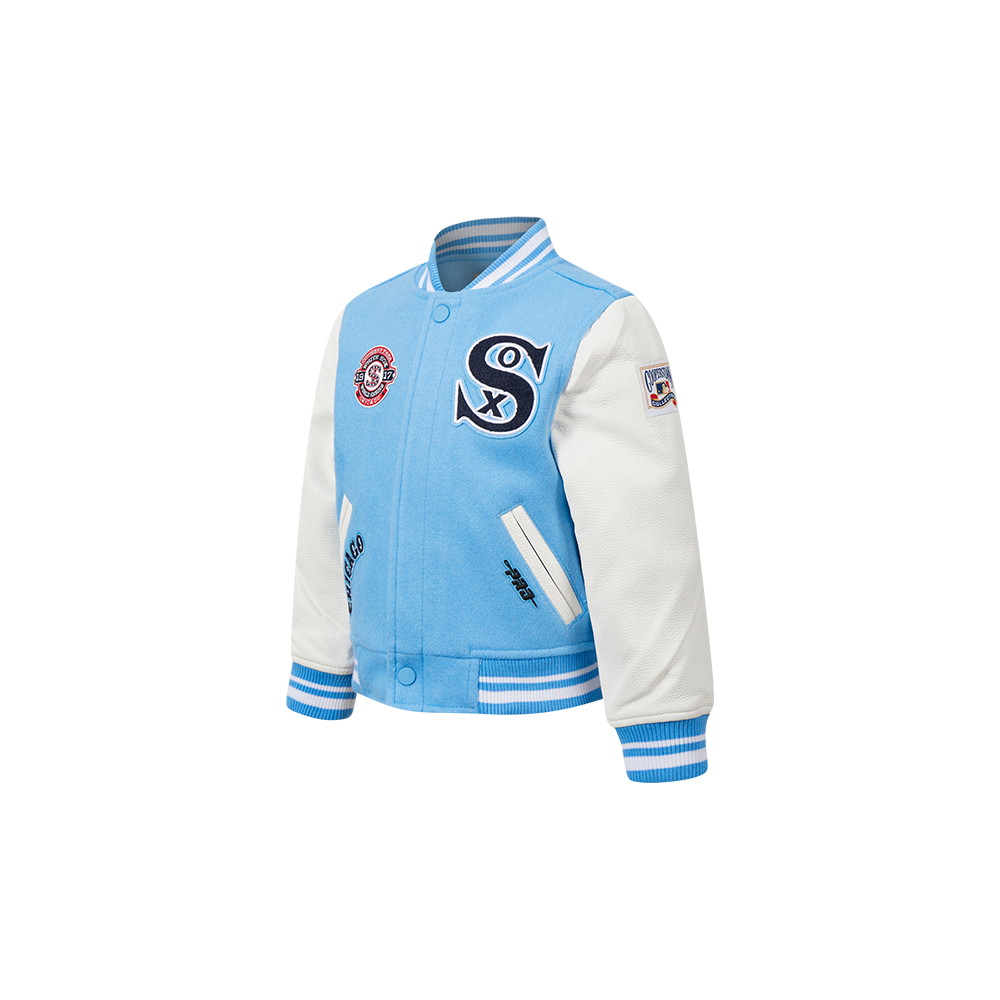 MLB CHICAGO WHITE SOX RETRO CLASSIC TODDLER BOYS RIB WOOL VARSITY JACKET (UNIVERSITY BLUE/WHITE)