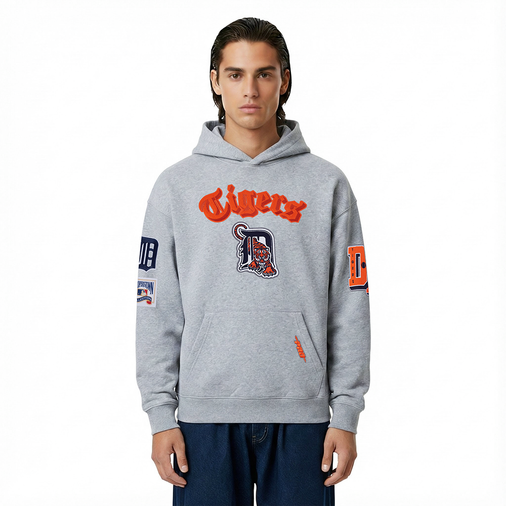 MLB DETROIT TIGERS BEST OF MEN'S DROP SHOULDER FLC PO HOODIE (DARK HEATHER GRAY)