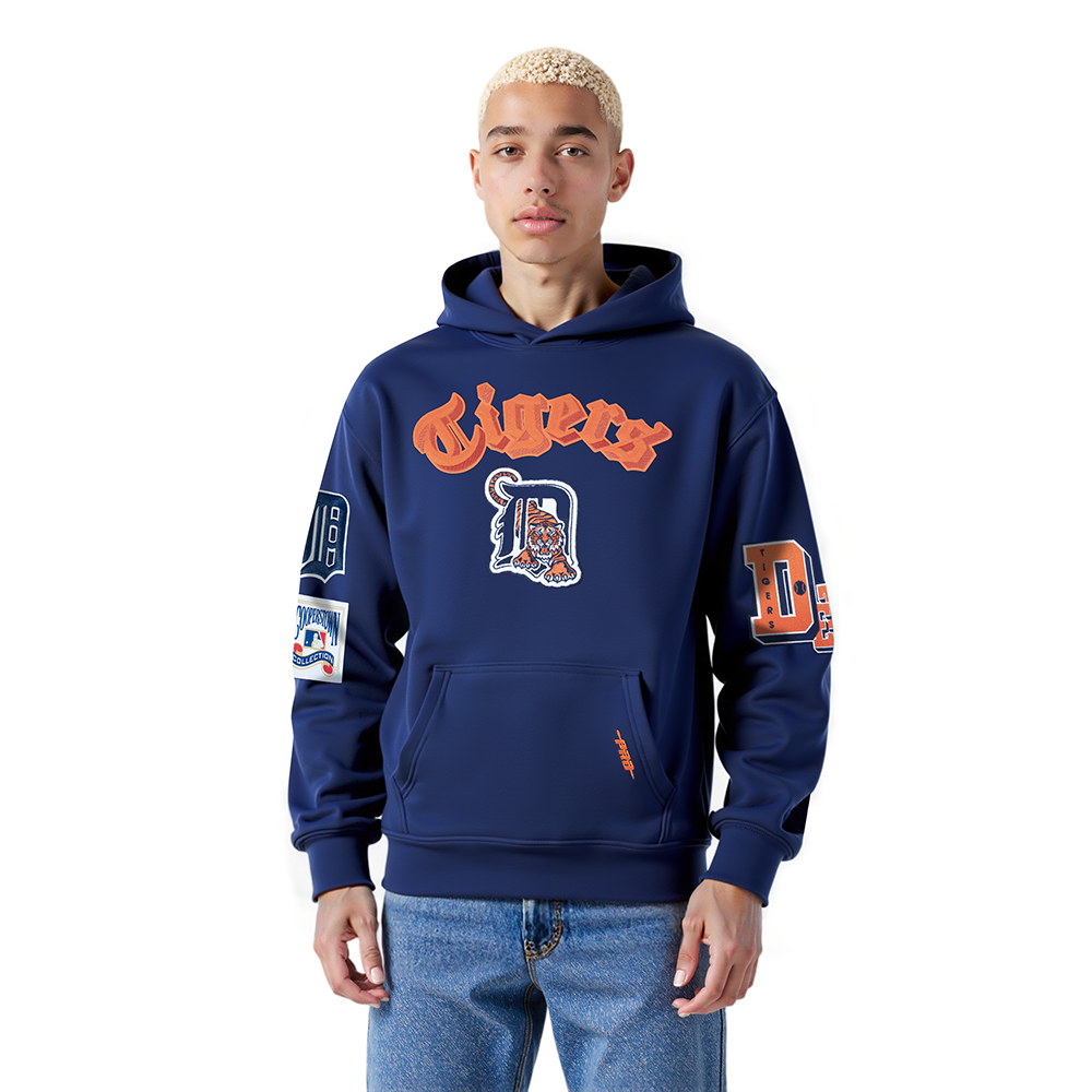 MLB DETROIT TIGERS BEST OF MEN'S DROP SHOULDER FLC PO HOODIE (MIDNIGHT NAVY)