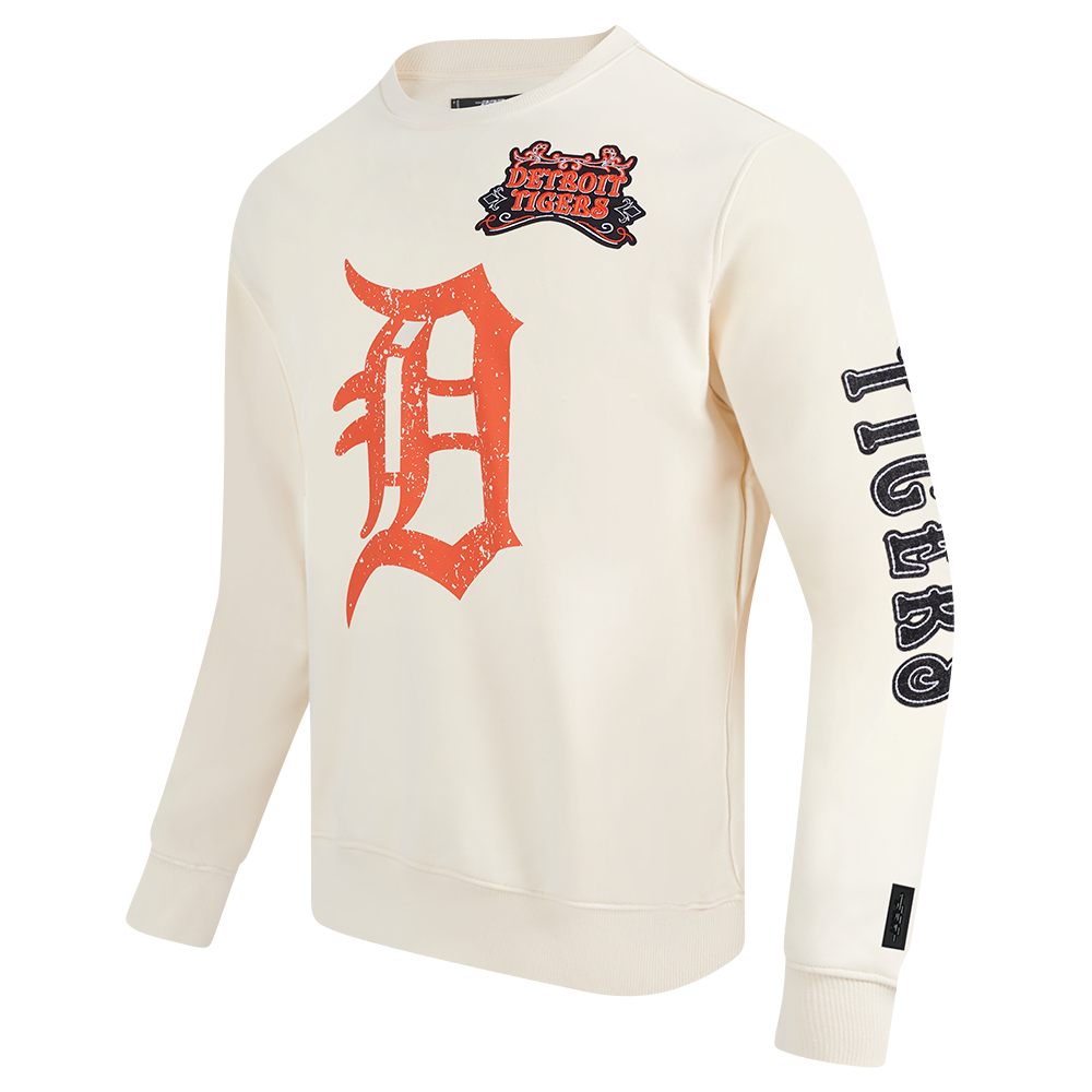 MLB DETROIT TIGERS REBEL ATHLETICS MEN'S FLC CREWNECK (EGGSHELL)