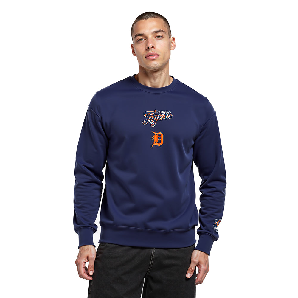 MLB DETROIT TIGERS WINGSPAN MEN'S DROP SHOULDER FLC CREWNECK (MIDNIGHT NAVY)