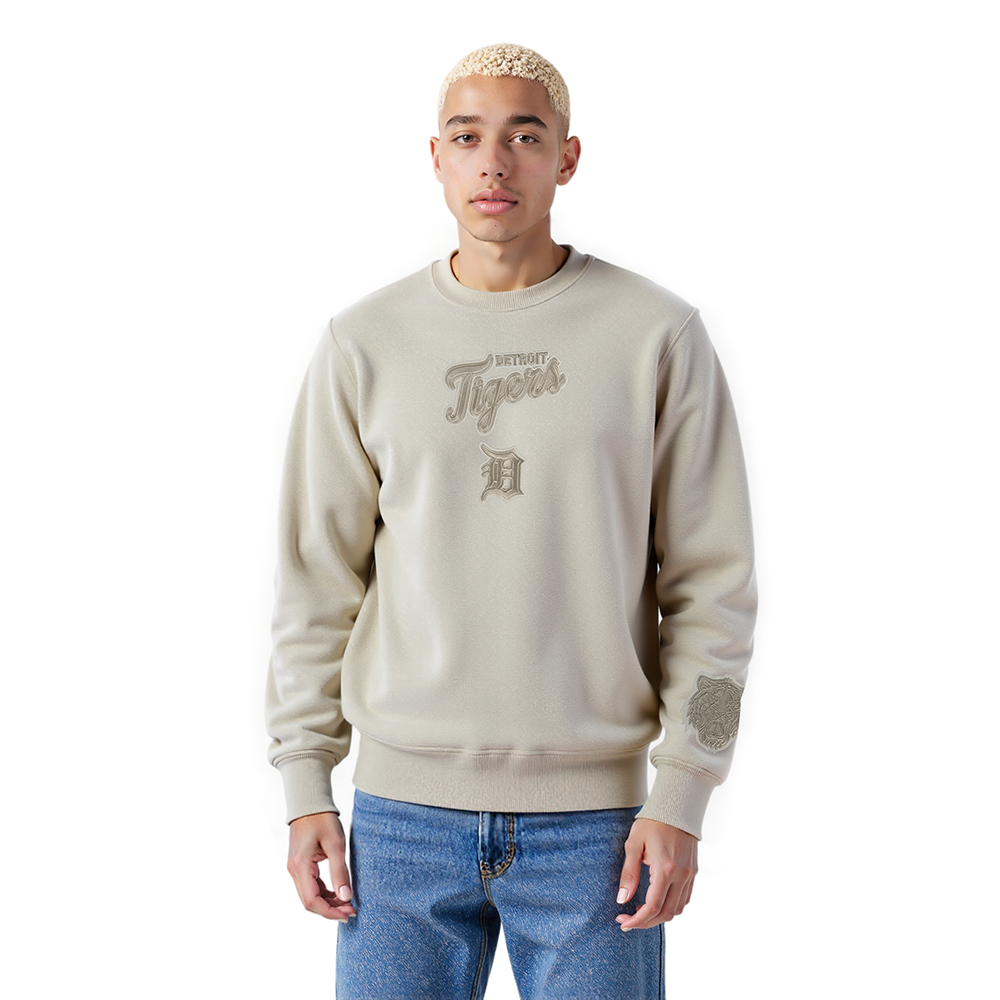 MLB DETROIT TIGERS WINGSPAN MEN'S DROP SHOULDER FLC CREWNECK (TAUPE)