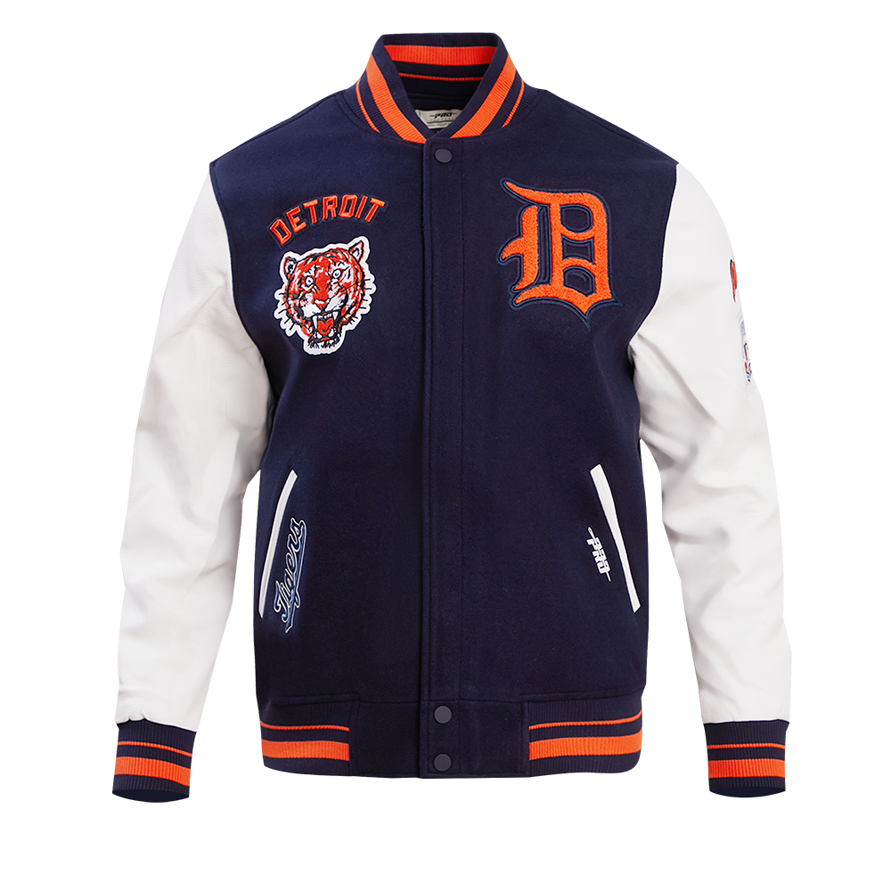 Detroit Tigers Retro Classic Rib Wool Varsity Jacket (MIDNIGHT NAVY/ORANGE/ MIDNIGHT)