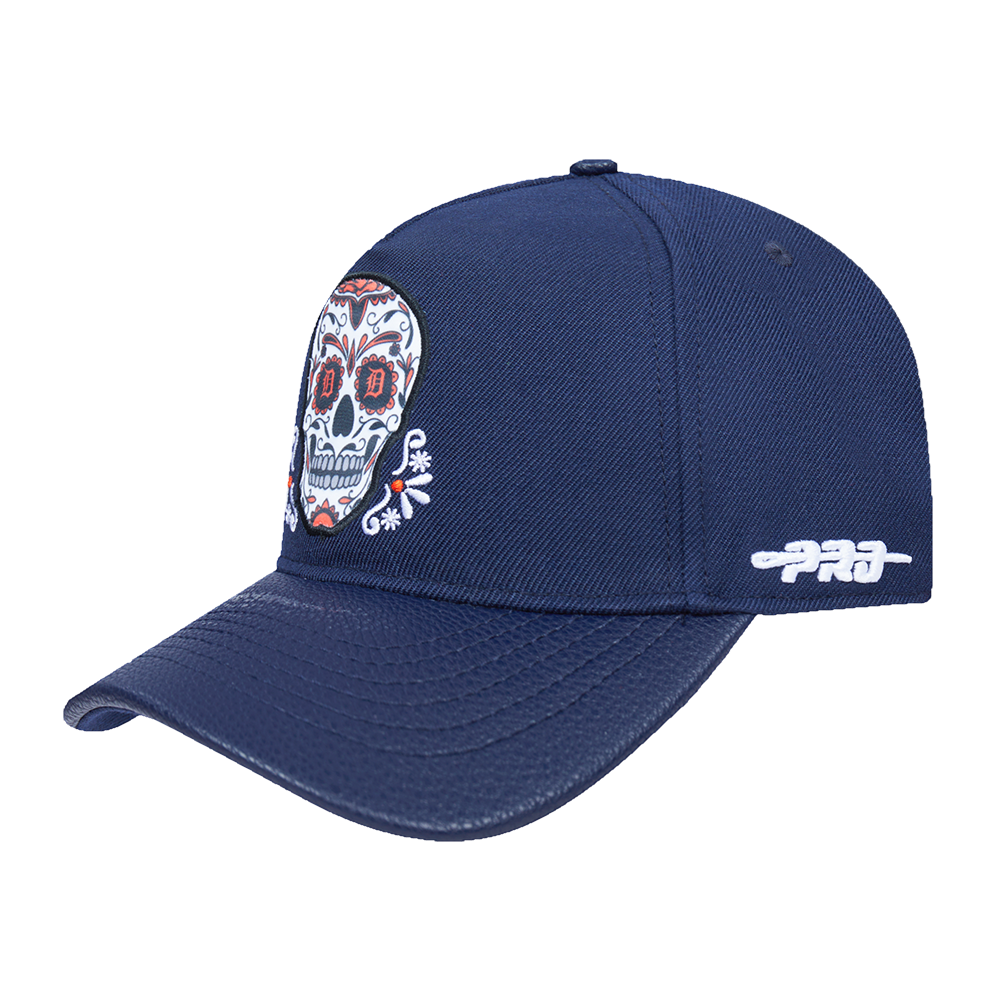 MLB DETROIT TIGERS SUGAR SKULL WOOL BLEND PRO PINCH STRAPBACK (MIDNIGHT NAVY)