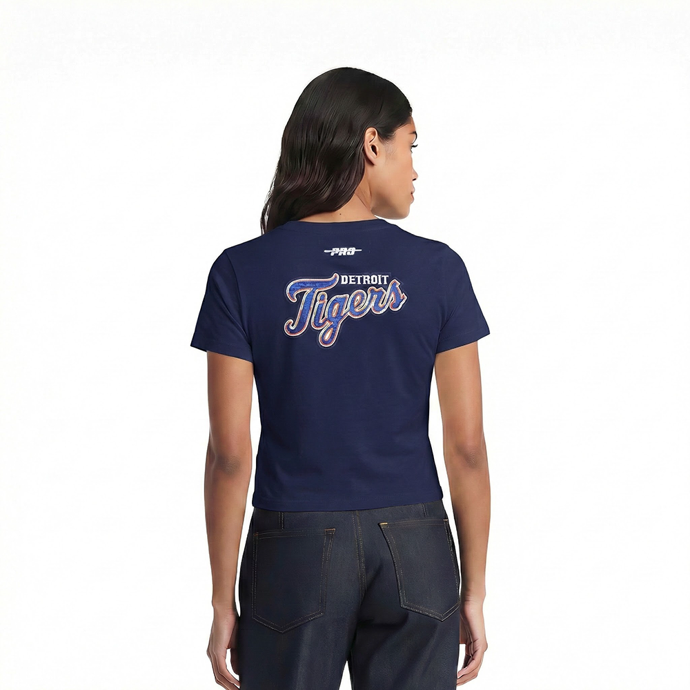 MLB DETROIT TIGERS GAME DAY CLASSICS WOMEN'S SINGLE JERSEY BABY DOLL TOP (MIDNIGHT NAVY)