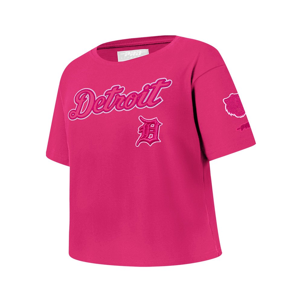 MLB DETROIT TIGERS TRIPLE PINK BIG GIRLS SHORT SLEEVE BOXY TOP (BEETROOT PURPLE)