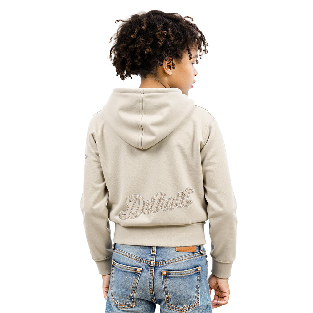 MLB DETROIT TIGERS NEUTRAL BIG GIRL'S  FLEECE PO HOODIE (TAUPE)