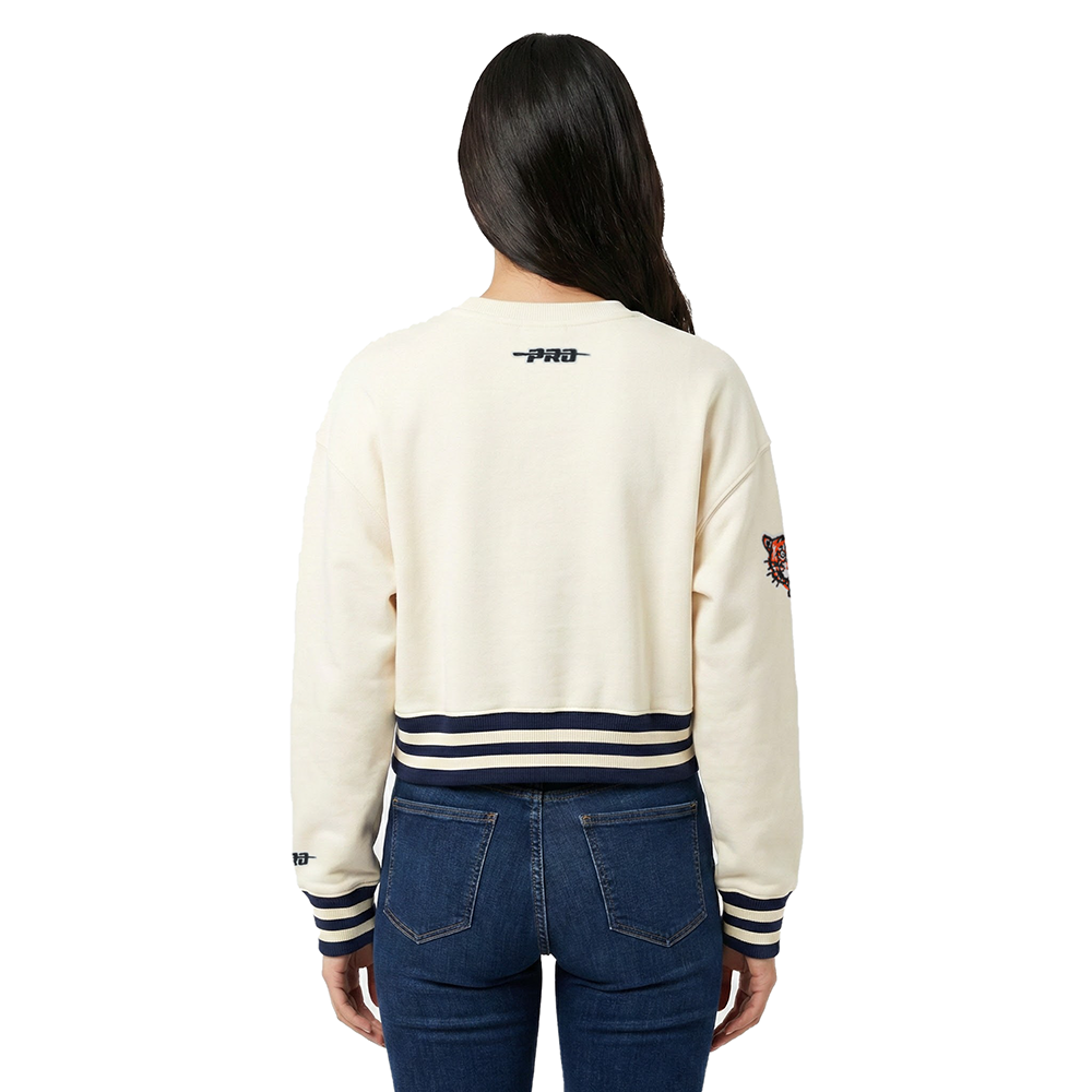MLB DETROIT TIGERS RETRO CLASSICS WOMEN'S CREWNECK SWEATSHIRT (EGGSHELL/ MIDNIGHT NAVY)