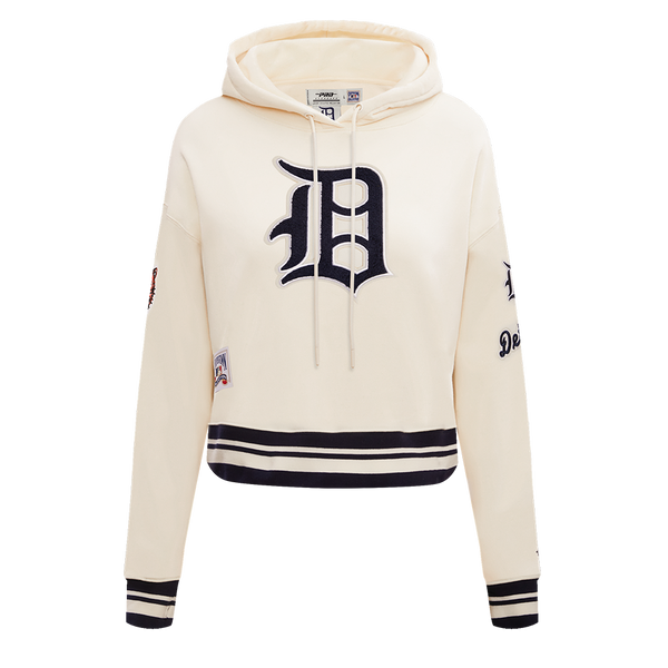 DETROIT TIGERS RETRO CLASSIC RIB FLC CROPPED PO HOODIE (EGGSHELL