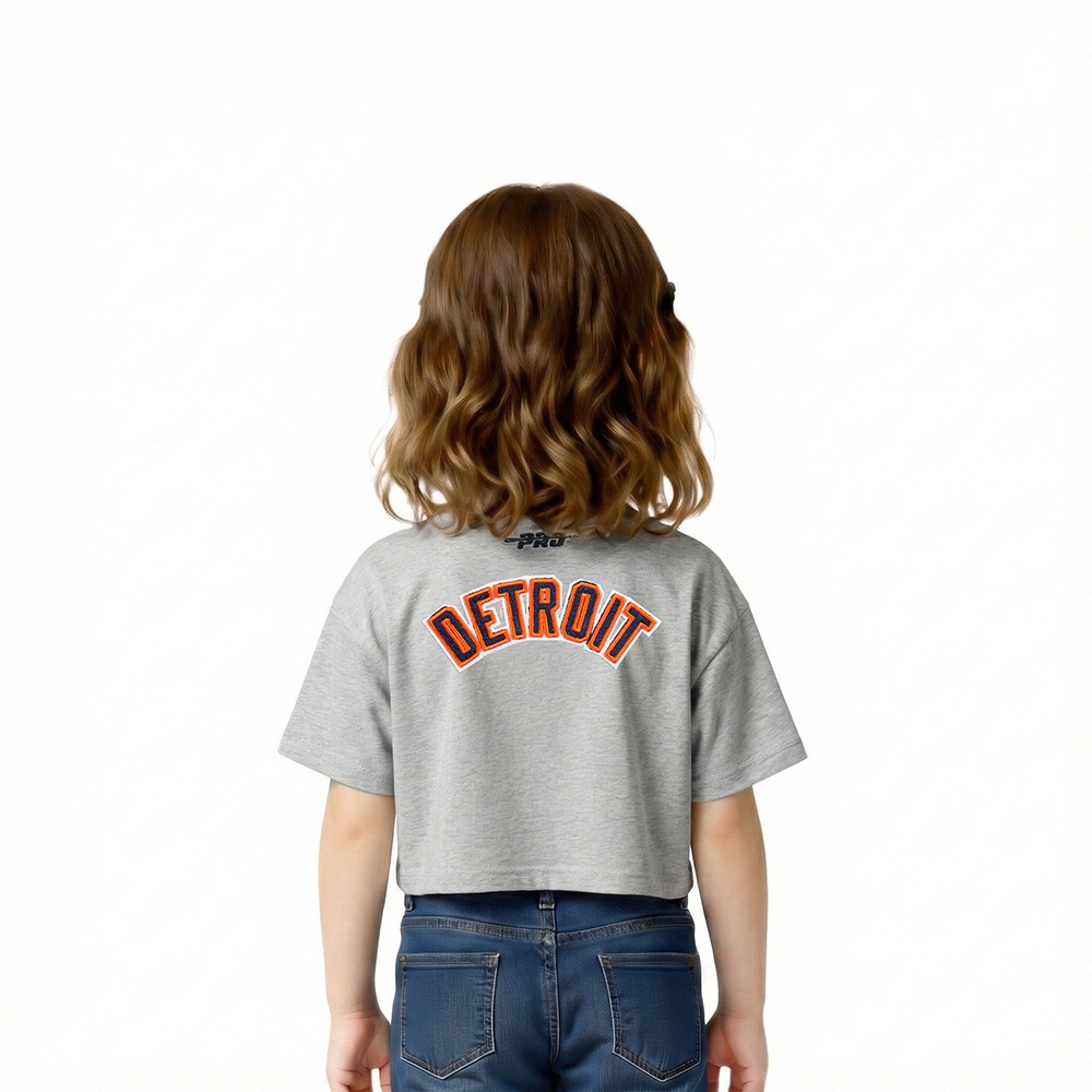 MLB DETROIT TIGERS CLASSIC TODDLER GIRLS SHORT SLEEVE BOXY TOP (HEATHER GREY)