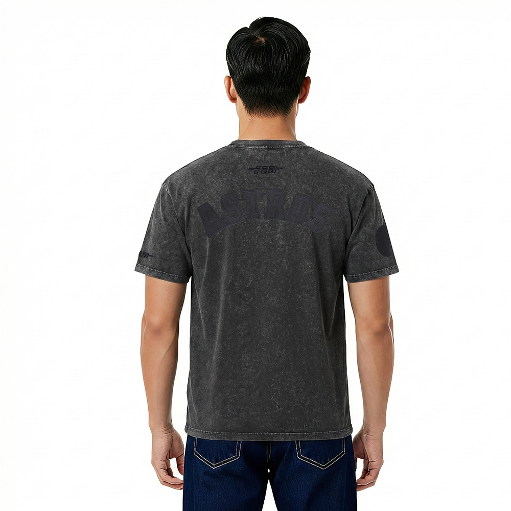 MLB HOUSTON ASTROS WASHED VANGUARD MEN'S ENZYME WASH CJ DROP SHOULDER TEE (WASHED BLACK)