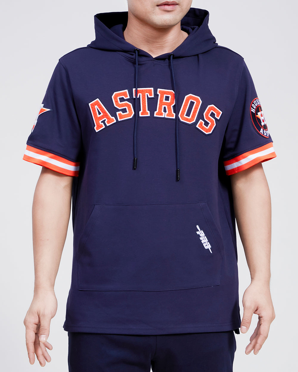 Men's Mitchell & Ness Orange/Navy Houston Astros Fleece Full-Zip Hoodie Size: Small