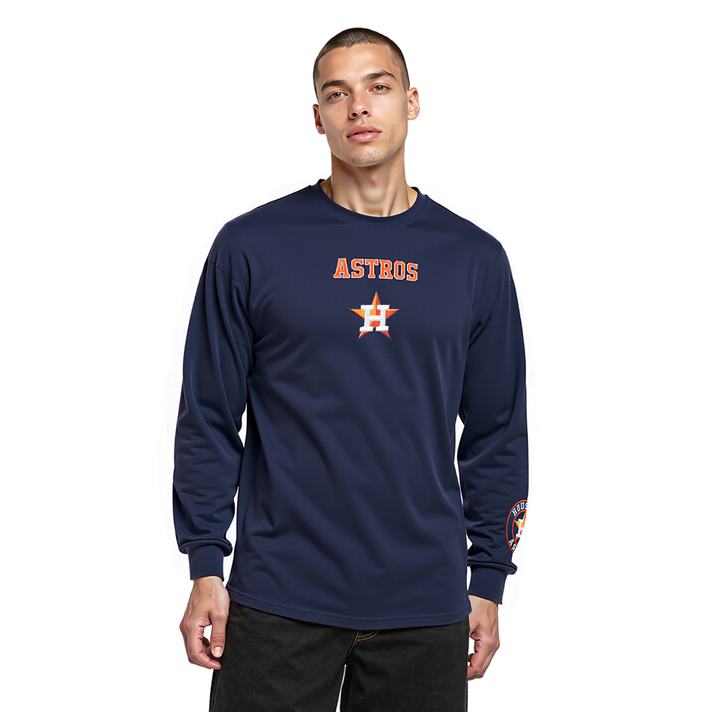 MLB HOUSTON ASTROS WINGSPAN MEN'S DROP SHOULDER LS TEE V2 (MIDNIGHT NAVY)