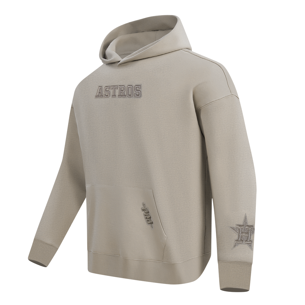 MLB HOUSTON ASTROS WINGSPAN MEN'S DROP SHOULDER FLEECE PULLOVER HOODIE (TAUPE)