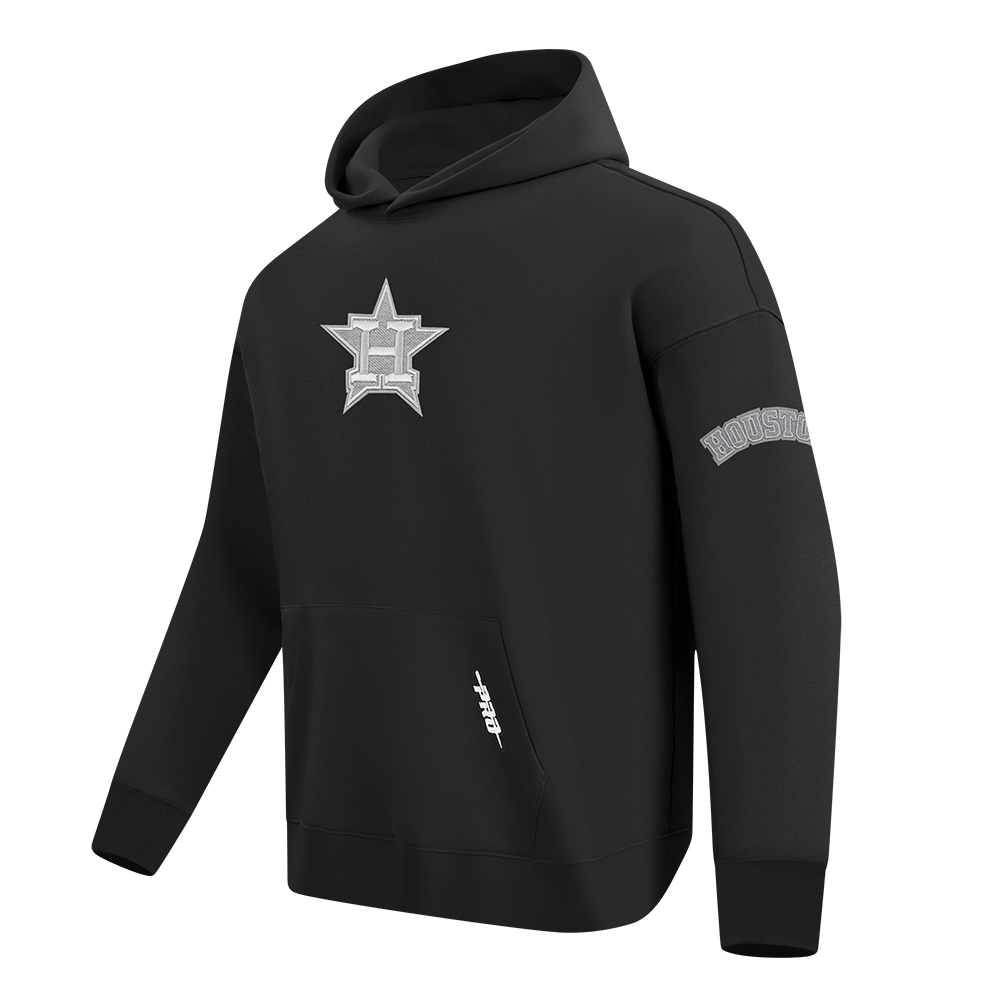 MLB HOUSTON ASTROS REVERSE FRENCH TERRY MEN'S DROP SHOULDER FLC PO H (BLACK)