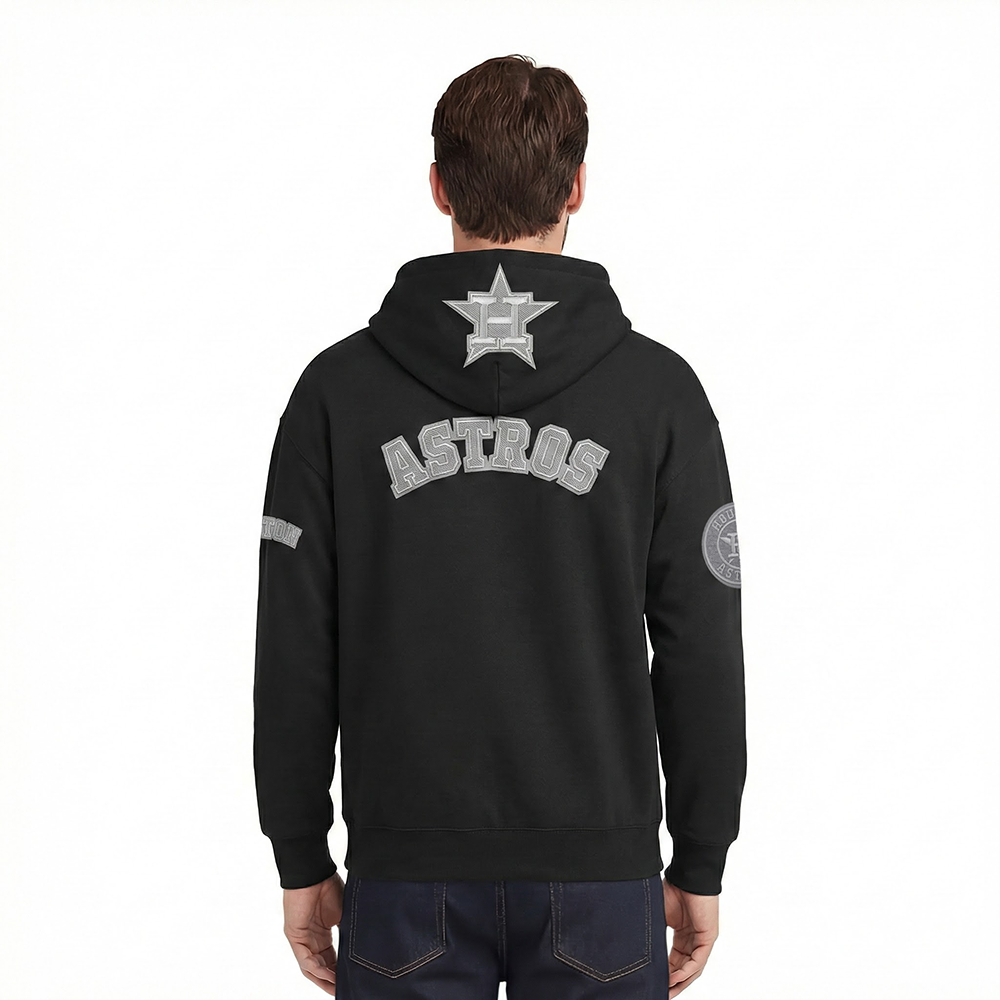 MLB HOUSTON ASTROS REVERSE FRENCH TERRY MEN'S DROP SHOULDER FLC PO H (BLACK)