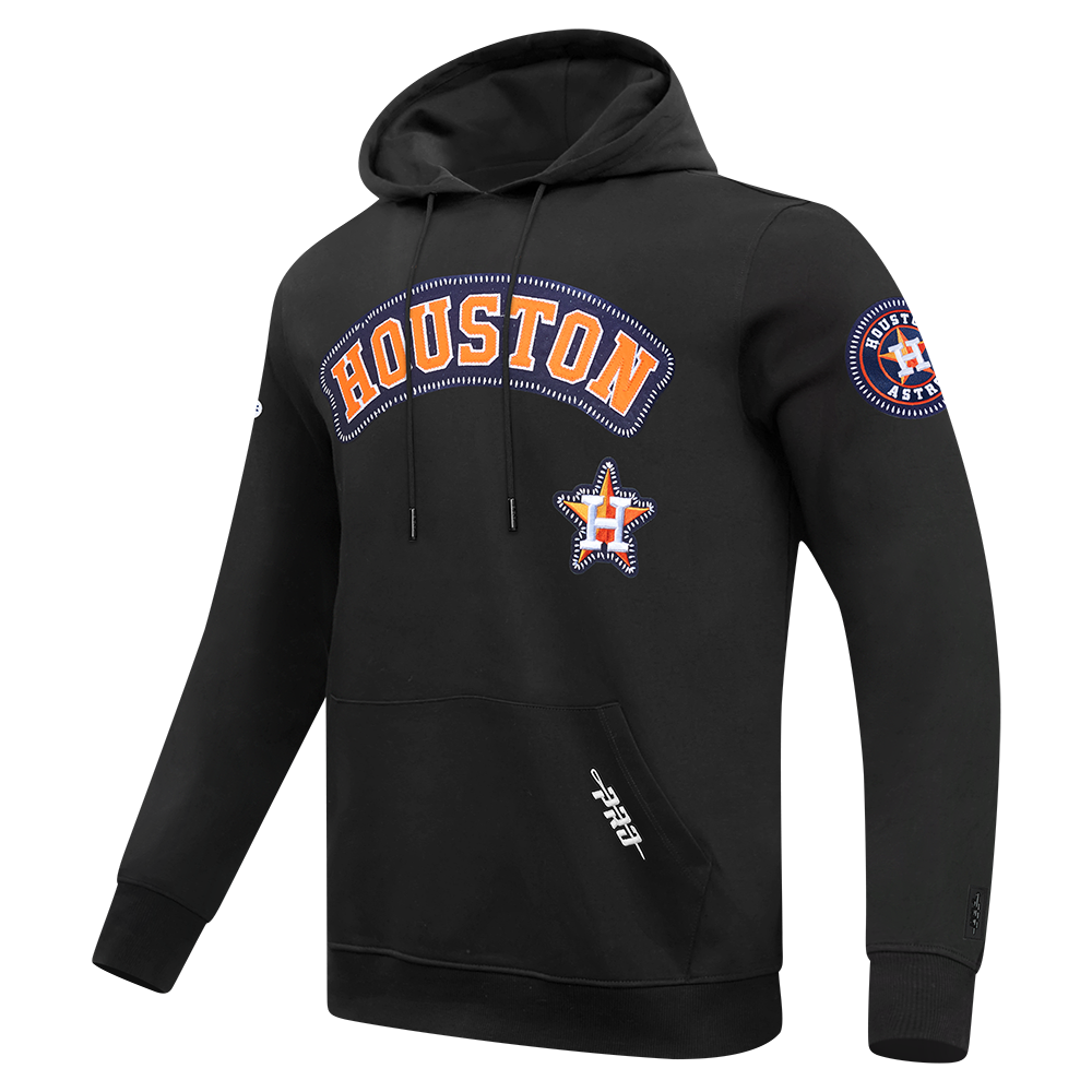 MLB HOUSTON ASTROS DIY PICK STITCH MEN'S DOUBLE KNIT PULLOVER HOODIE (BLACK)