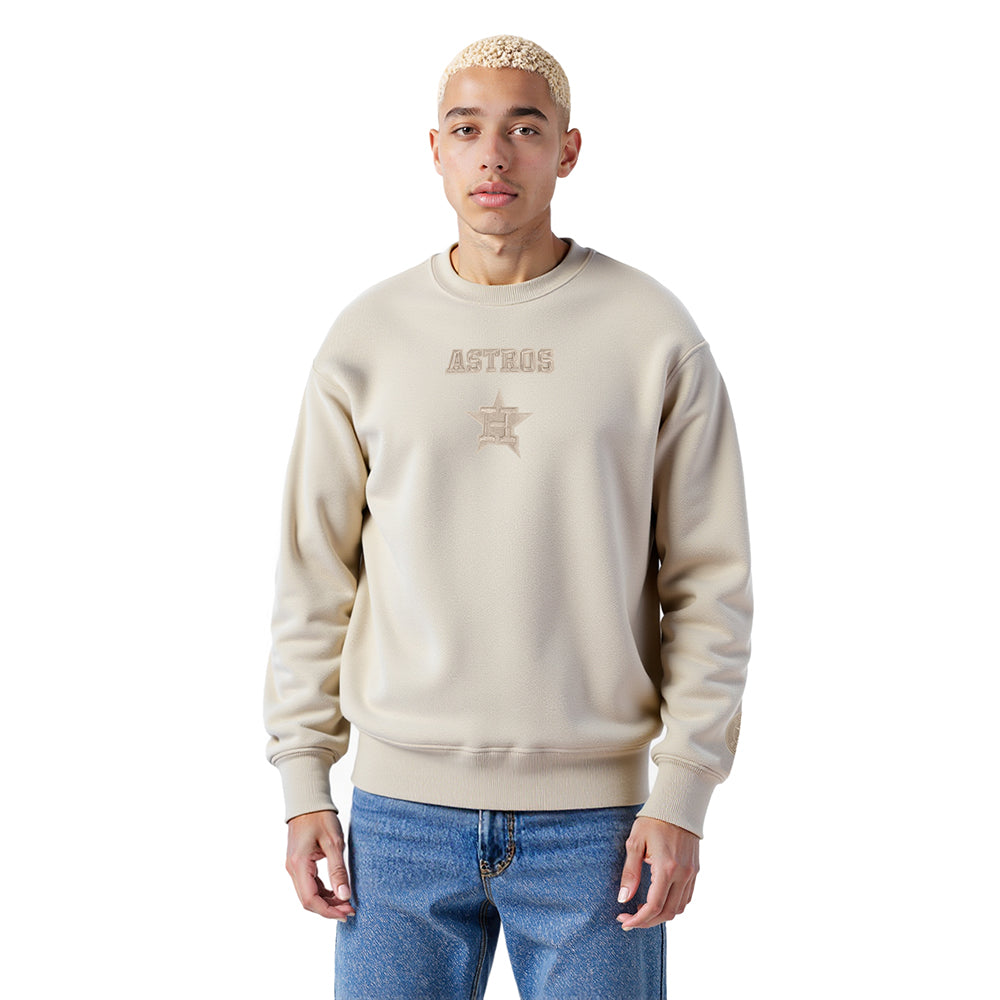 MLB HOUSTON ASTROS WINGSPAN MEN'S DROP SHOULDER FLC CREWNECK (TAUPE)