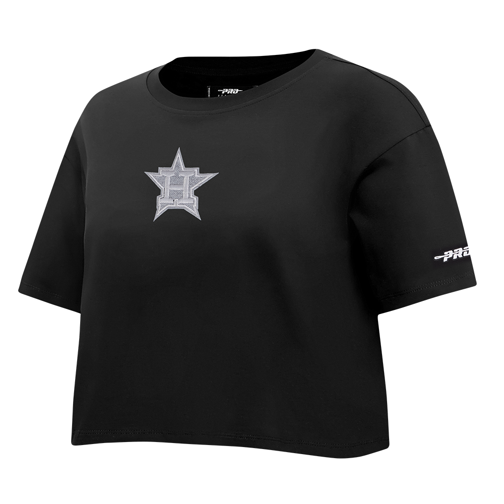 MLB HOUSTON ASTROS REVERSE FRENCH TERRY WOMEN'S SINGLE JERSEY BOXY TOP (BLACK)