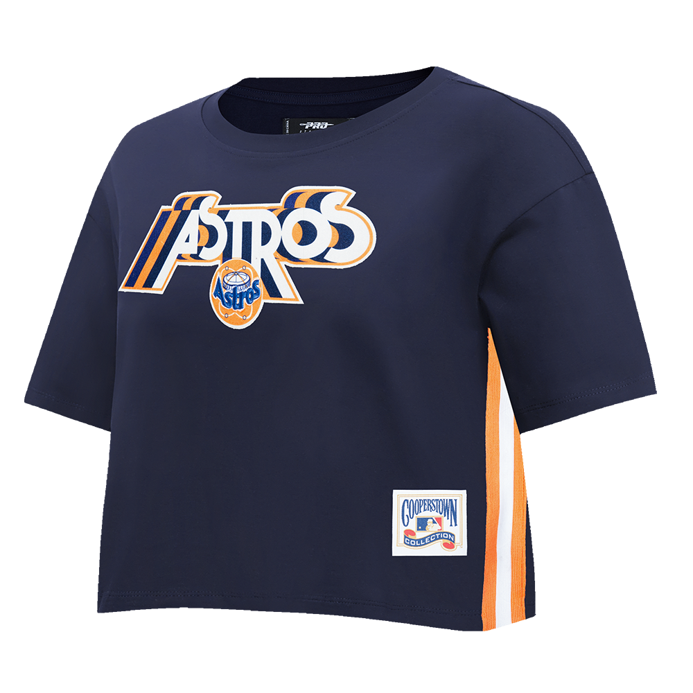 MLB HOUSTON ASTROS RETRO ELEVATION WOMEN'S SINGLE JERSEY BOXY TOP (MIDNIGHT NAVY)