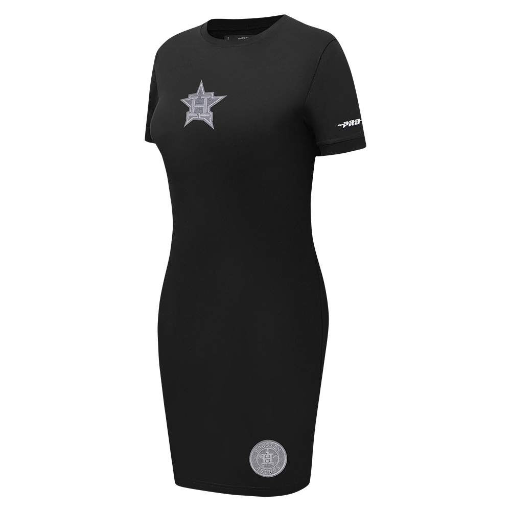 MLB HOUSTON ASTROS REVERSE FRENCH TERRY WOMEN'S BODYCON DRESS (BLACK)