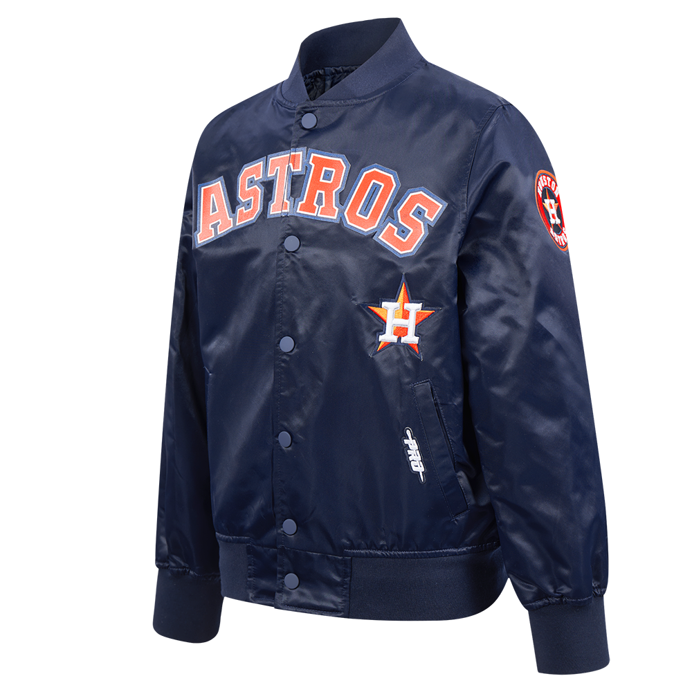 MLB HOUSTON ASTROS CLASSIC BIG BOYS SATIN JACKET (MIDNIGHT NAVY)