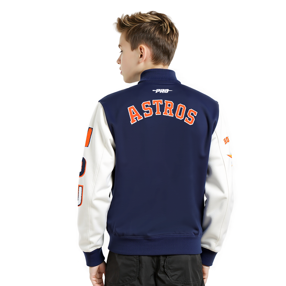 MLB HOUSTON ASTROS CLASSIC LITTLE BOYS WOOL VARSITY JACKET (MIDNIGHT NAVY/WHITE)