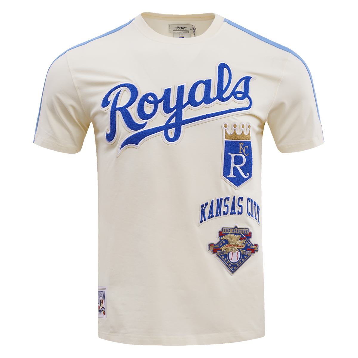 MLB KANSAS CITY ROYALS RETRO CLASSIC MEN´S STRIPED TEE (EGGSHELL/ UNIVERSITY BLUE)