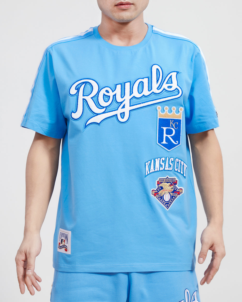 MLB KANSAS CITY ROYALS RETRO CLASSIC MEN'S STRIPED TOP (UNIVERSITY BLUE)