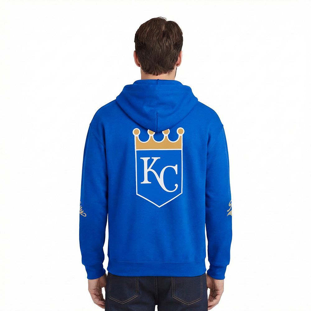 MLB KANSAS CITY ROYALS LIVING LARGE MEN'S DROP SHOULDER FLC PO HOODI (ROYAL BLUE)
