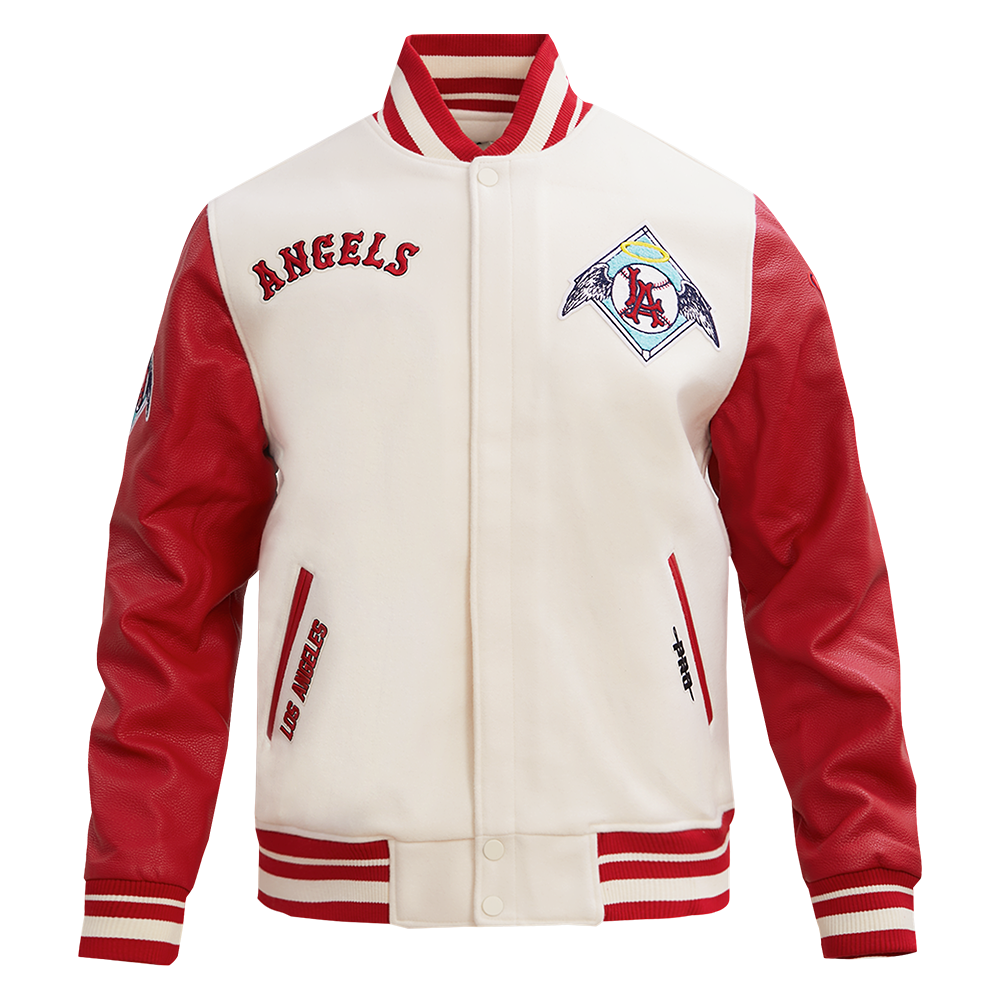 SAN FRANCISCO 49ERS RETRO CLASSIC RIB SATIN JACKET (EGGSHELL/ RED