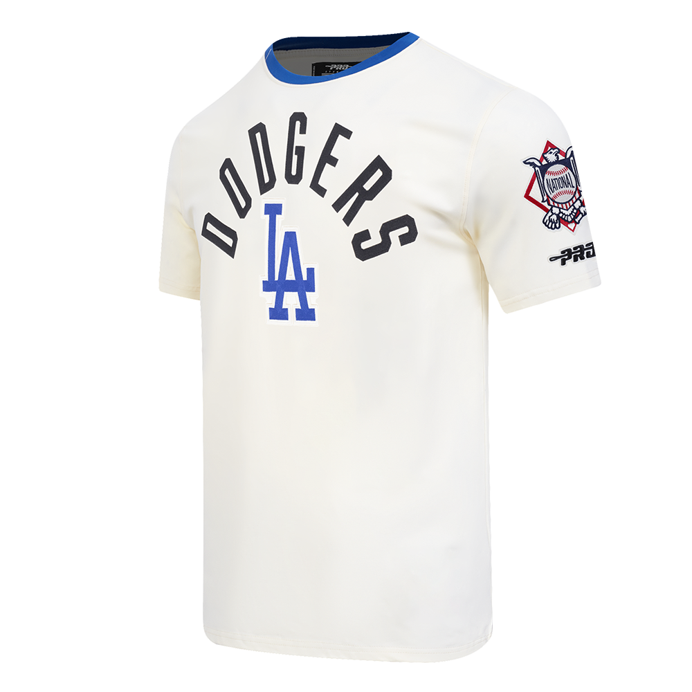 MLB LOS ANGELES DODGERS MODERN ORIGINALS MEN'S RINGER TOP (EGGSHELL/DODGER BLUE)