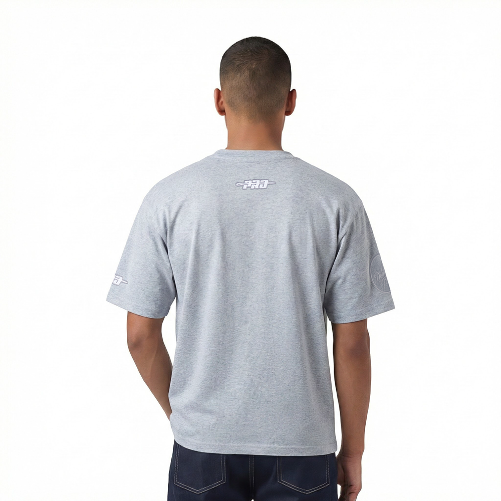 MLB LOS ANGELES DODGERS REVERSE FRENCH TERRY MEN'S COTTON JERSEY DROP SHOULDER TOP (DARK HEATHER GRAY)